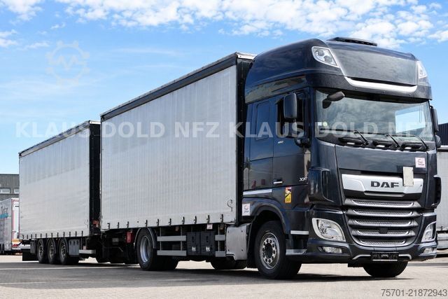 Flatbed truck with tarp DAF XF 480 PP Retarder Komplettzug Lecitrailer