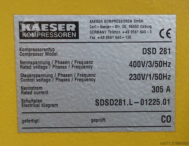 Screw compressor DSD281 Kaeser DSD281