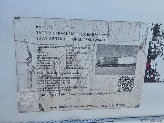 Box semitrailer Ekeri EKERI T3 * SEITENFALTWÄNDE * BPW
