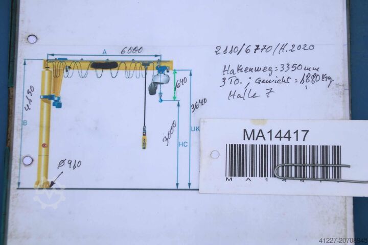 Säulenschwenkkran Ausleger 6 m /3000 kg VETTER TS30-6,0