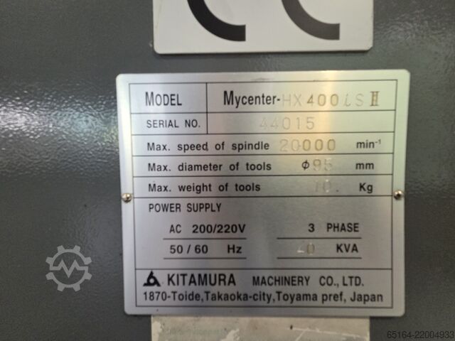 Horizontal machining center Kitamura HX400iSII