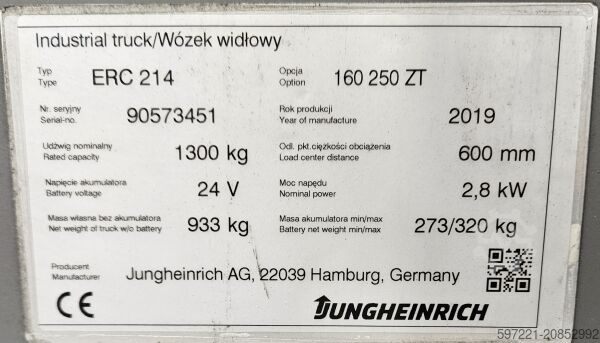 Palettenstapler Jungheinrich ERC 214 KP Lithium