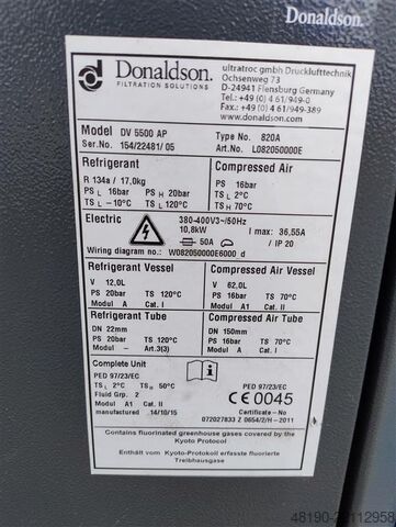 Refrigeration dryer compressed air Donaldson DV5500AP