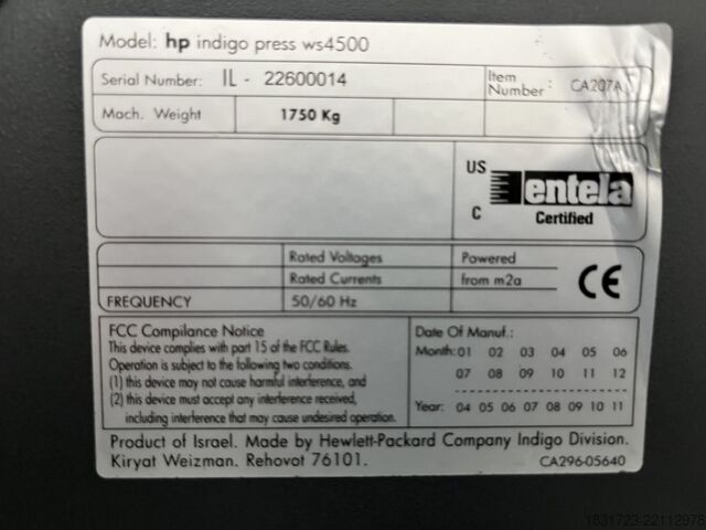 Digital print machine HP Indigo indigo press ws4500