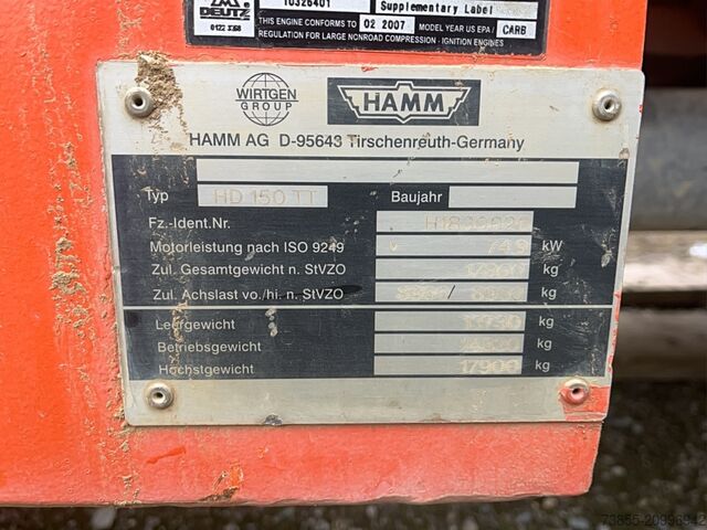Other Roller Hamm HD150TT PNEUMATIC 8 WHEEL COMgPACTOR (accident unit - for parts only)