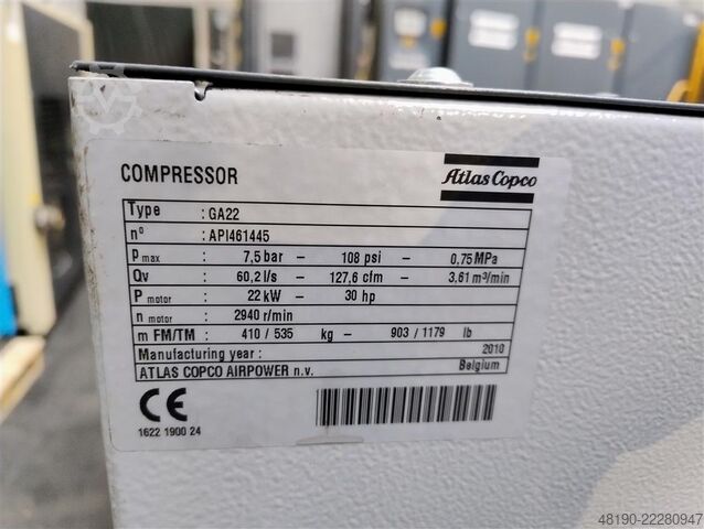 Schraubenkompressor Atlas Copco GA22