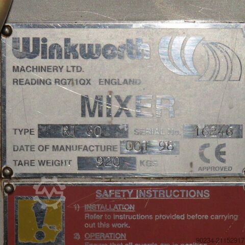 80 Liter Winkworth Modell RT80 Edelstahl-Hochgeschwindigkeitsmischer mit Doppelmantel WINKWORTH RT80