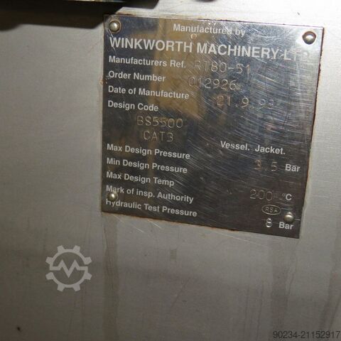 80 Liter Winkworth Modell RT80 Edelstahl-Hochgeschwindigkeitsmischer mit Doppelmantel WINKWORTH RT80