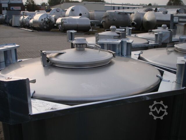 Brand new 1000 liter stainless steel container made of V2A  