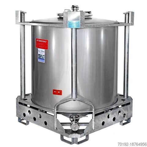 Brand new 1000 liter stainless steel container made of V2A  