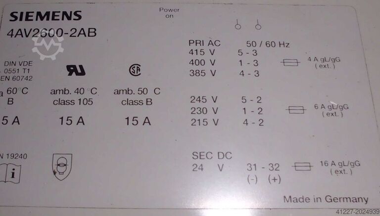 Trafo Stromversorgung Siemens 4AV2600-2AB
