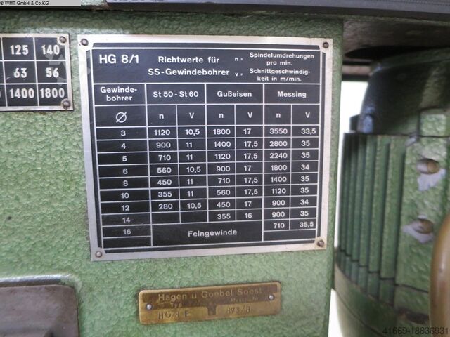 Gewindeschneidmaschine HAGEN & GOEBEL 468 E