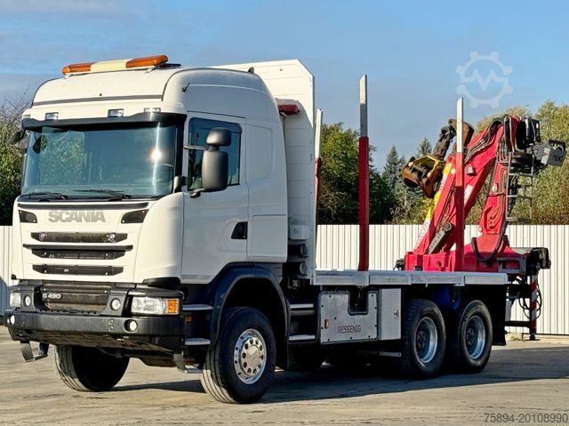 Logging truck SCANIA G490* HOLZTRANSPORTER * PENZ 12Z8.70* 6x6