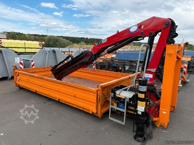 Roll-off tipper truck  Abrollcontainer mit HMF Kran 835 Funk