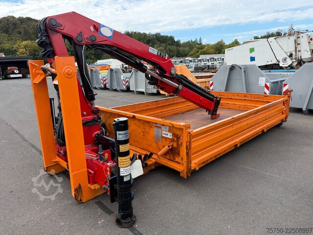 Roll-off tipper truck  Abrollcontainer mit HMF Kran 835 Funk