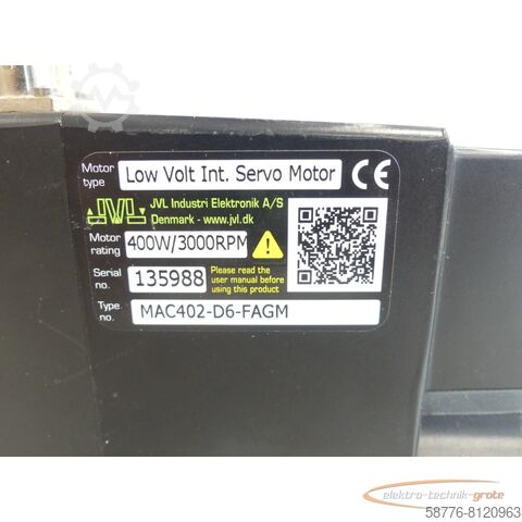 Control unit  JVL MAC402-D6-FAGM Low Volt Integrated Servo Motor SN:135988