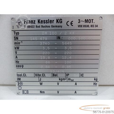 Control unit Kessler DM 100 / 2 KX Drehstrom-Asynchronmotor SN:145479