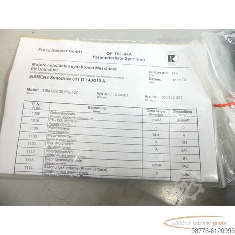 Control unit Kessler Stator Kpl. D02586 +  Rotor Kpl. ..  zu TSM 099.30 - 632 437    !