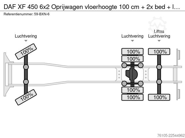 Car transporter DAF XF 450 6x2 Oprijwagen vloerhoogte 100 cm + 2x  ...