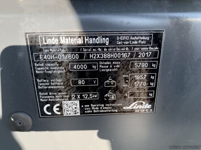 Electric 4-wheel forklift Linde E40H-01/600