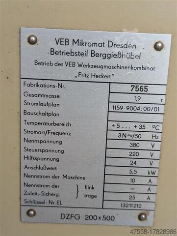 Center Lathe WMW Mikromat DZFG 200x500
