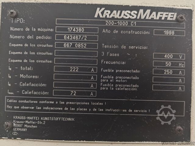 Spritzgießmaschine KraussMaffei 200-1000 C1