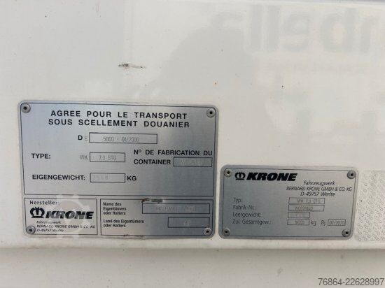 Swap chassis trailer KRONE DRYBOX KOFFER WK 7.3 STG MEHRERE EINHEITEN VERFüGBAR 7,45 METER GESAMTLäNGE