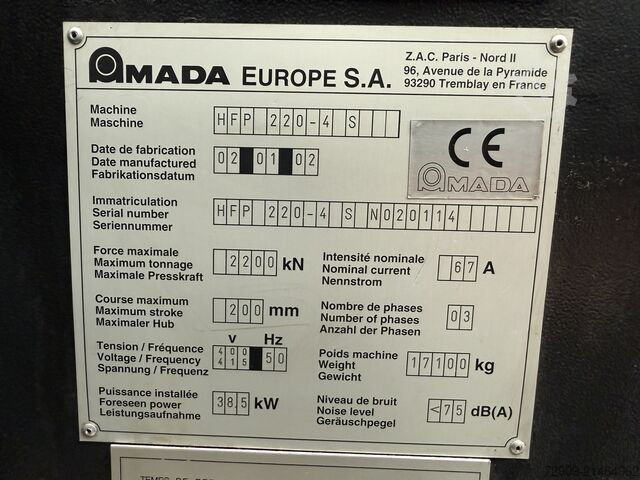 Run press AMADA PROMECAM HFP220-4S