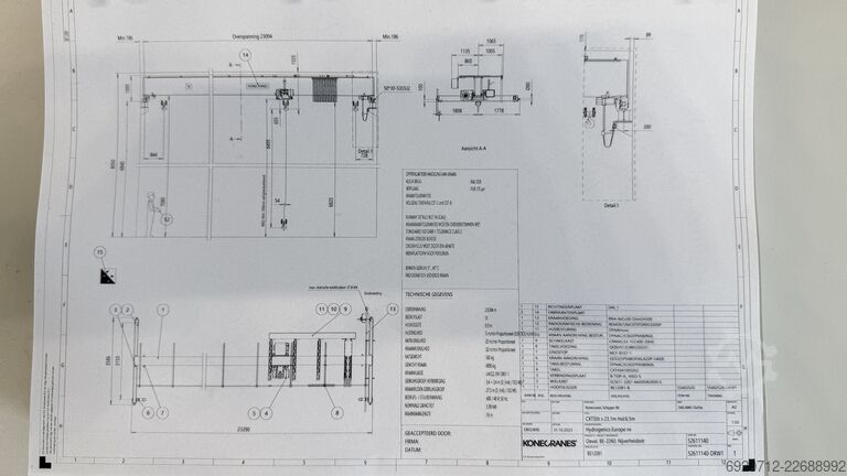 Overhead Crane 23,094 mm / 5 ton / 2024 Konecranes Overhead crane