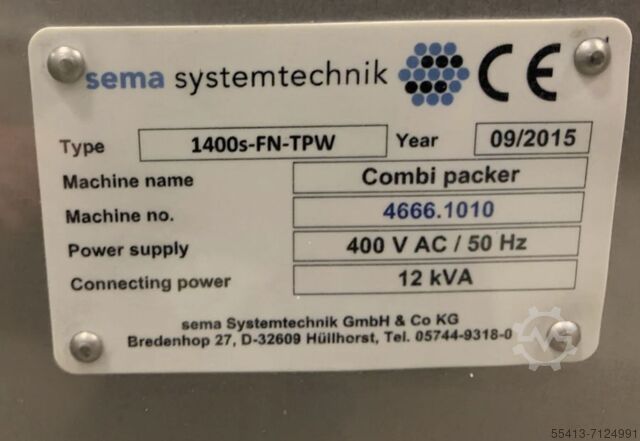 COMBI PACKER MACHINE Sema Systemtechnik 1400s-fn-tpw
