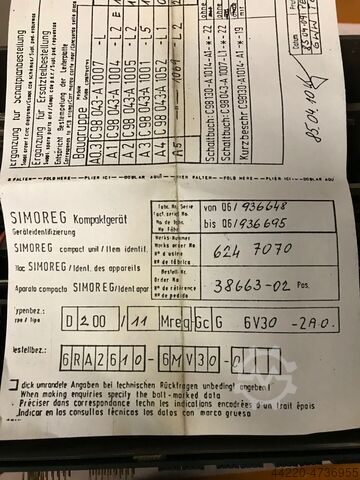 DC Gleichstromumrichter (24450) Siemens Simoreg Typ : D200/11