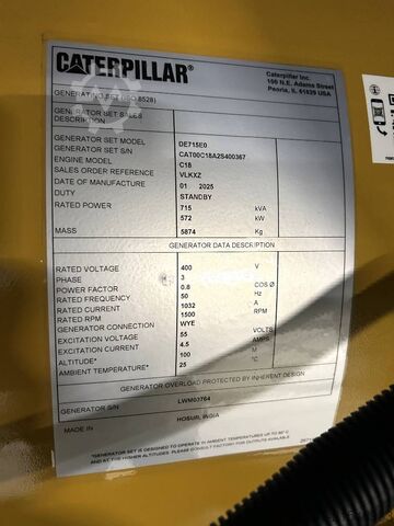 Aggregat CAT DE715E0 - 715 kVA Generator - DPX-18030