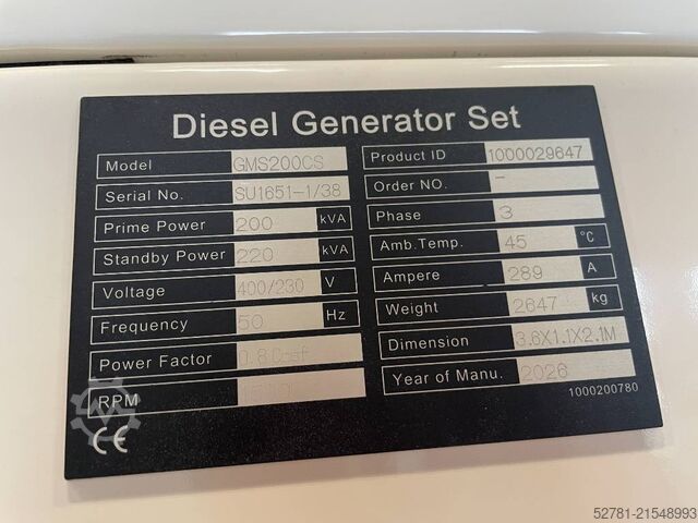 Aggregat Cummins 6CTAA8.3-G2 - 220kVA Generator - DPX-20035