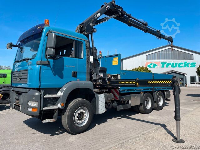 Flatbed truck MAN TGA 26.390 / HIAB 288-EP-3 Hiduio / Funk / 6x4