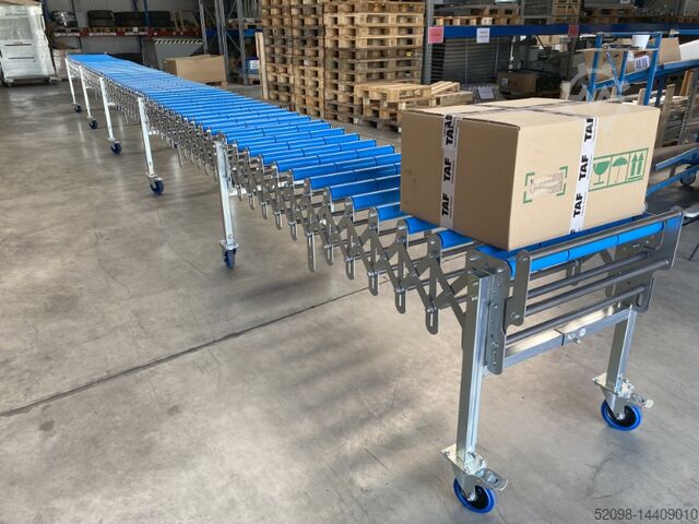 Scissor roller conveyor - L: 3.9 - 9.6 m TAF 1000001360, FB: 600 mm