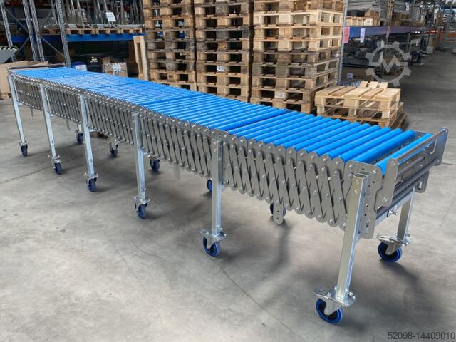Scissor roller conveyor - L: 3.9 - 9.6 m TAF 1000001360, FB: 600 mm