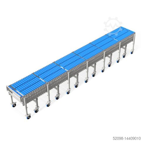 Scissor roller conveyor - L: 3.9 - 9.6 m TAF 1000001360, FB: 600 mm