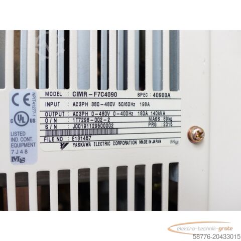 Component Yaskawa CIMR - F7C4090 Frequenzumrichter SN:J00191129500002