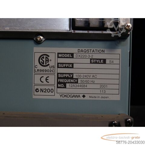 Component  Yokagawa  DX220-3-2  DAQSTATION , Style S4 SN:12A344684