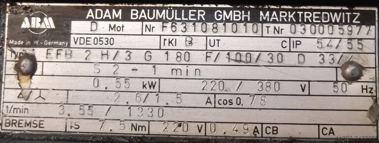 Geared motor 0.55 kW 3.55 rpm ABM EFB2H/3G180F/100/30D3/4