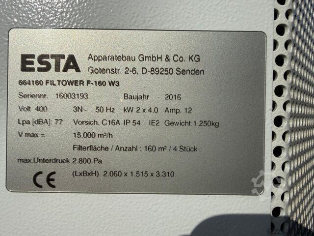 Filtrationsturm ESTA Filtower F-160 W3 ESTA Filtower F-160 W3
