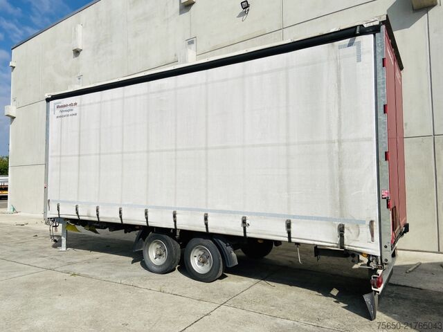 Open trailer with tarp Möslein TP 11 Schwebheim  Tandem- Schiebeplanenanhänger zum Durchladen