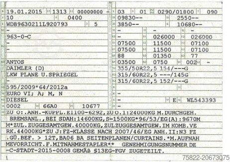 Flatbed truck with tarp MERCEDES-BENZ Antos 2540 / Lenkachse / Load 15,3ton