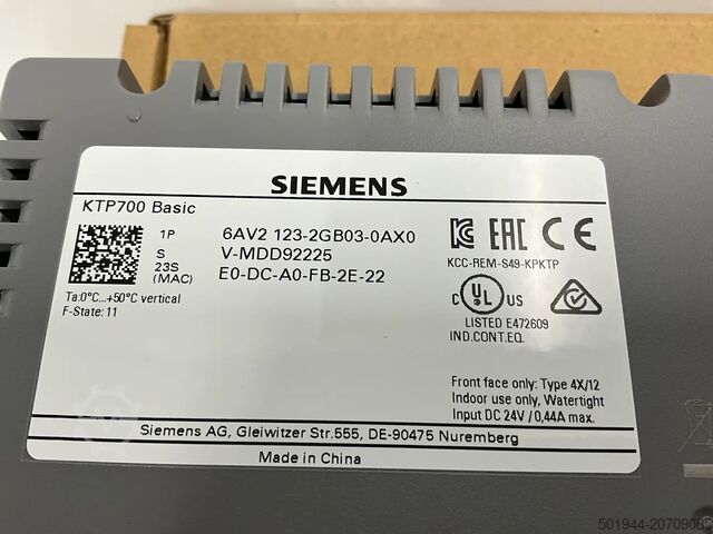 Control unit Siemens KTP700 BASIC