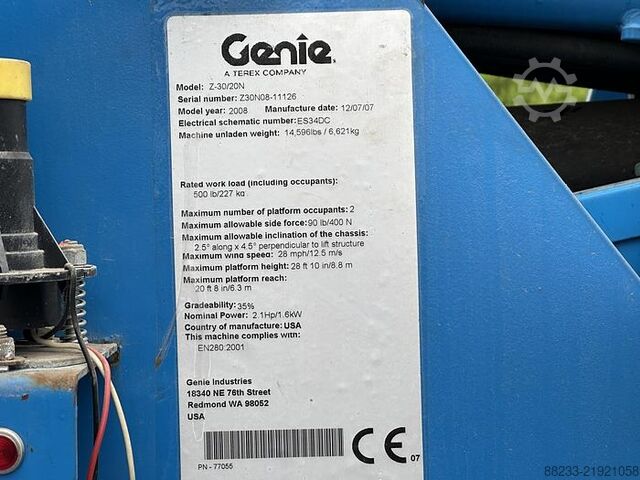 Telescopic boom lift Genie Z30/20N