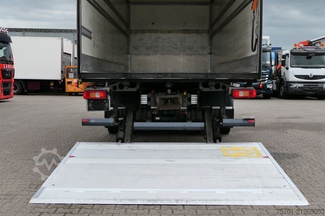 Flatbed truck with tarp VOLVO FM9-260 Koffer Blatt/Luft alte Tacho LBW
