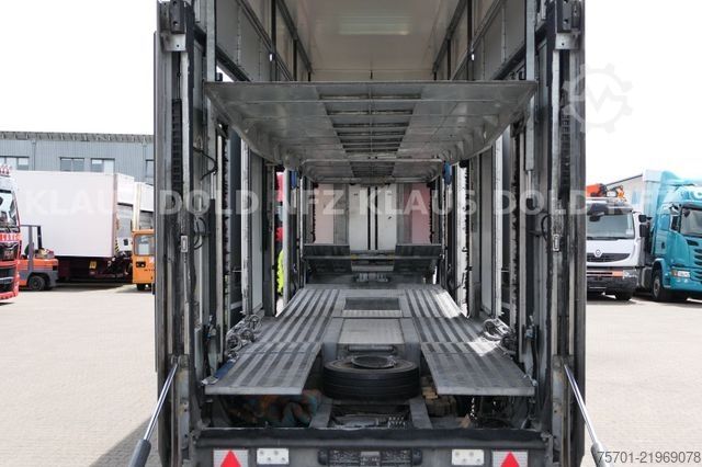 Car carrying semitrailer  Rolfo S2 geschloss. Autotransp. Hubdach Lifbühne