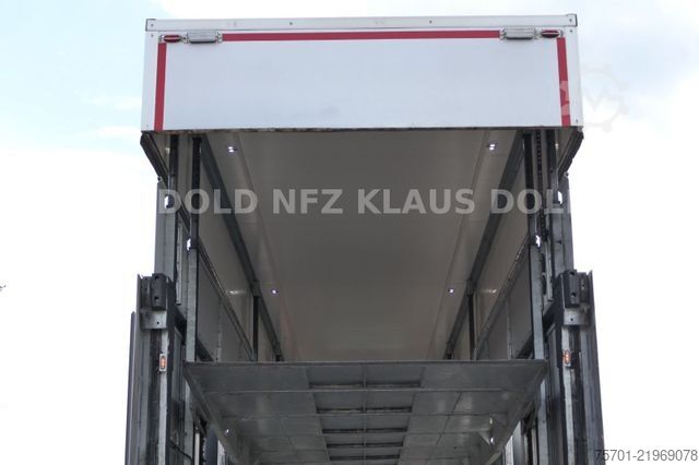 Car carrying semitrailer  Rolfo S2 geschloss. Autotransp. Hubdach Lifbühne