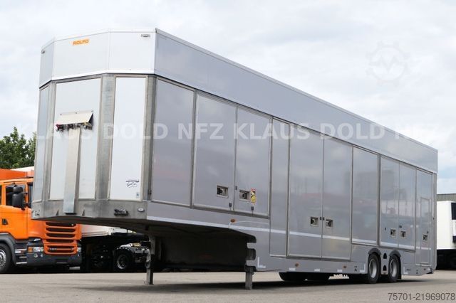 Car carrying semitrailer  Rolfo S2 geschloss. Autotransp. Hubdach Lifbühne