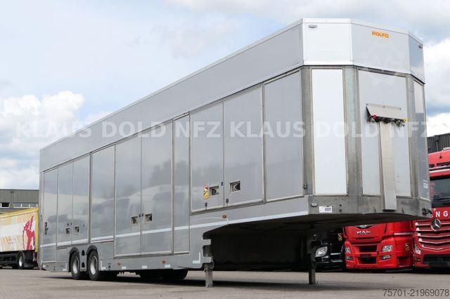 Car carrying semitrailer  Rolfo S2 geschloss. Autotransp. Hubdach Lifbühne